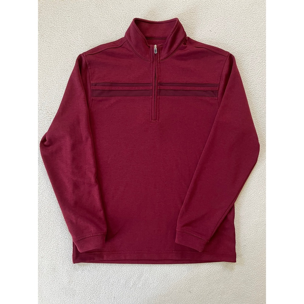 Pebble Beach Mens Medium Pullover Burgundy Dry-Luxe Performance Quarter Zip
